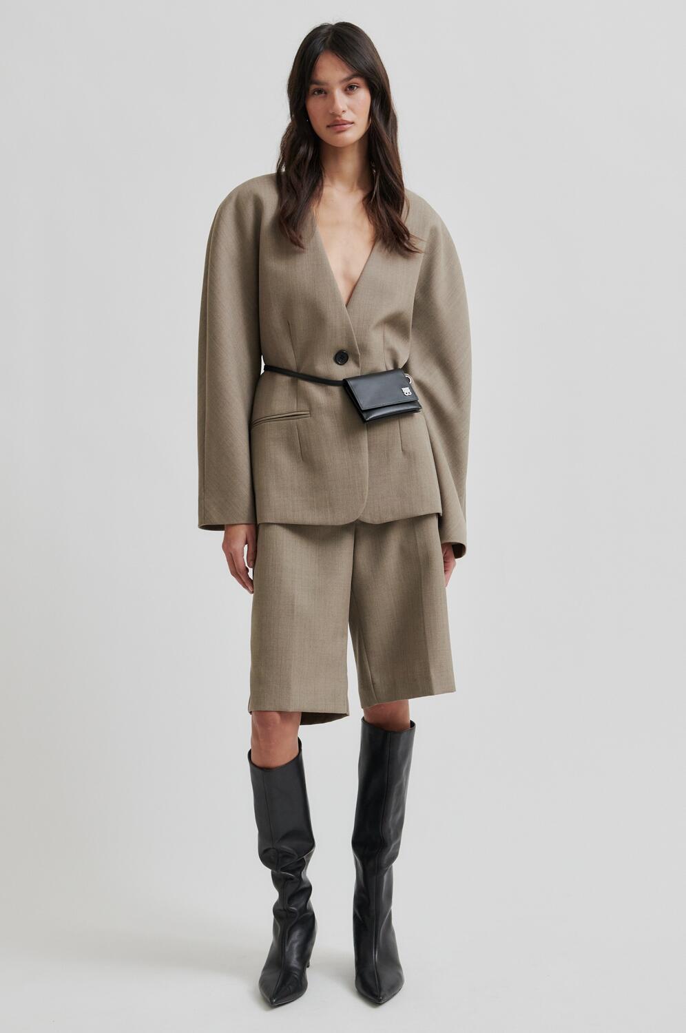 Levelup blazer - Mid Brown Melange